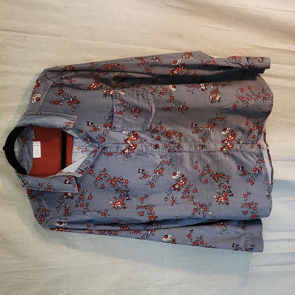 Anthropologie Blue Floral Button Down Shirt